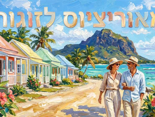 זוג ישראלי על החוף מול לה מורן בראבנט במאוריציוס - מדריך לחופשה רומנטית