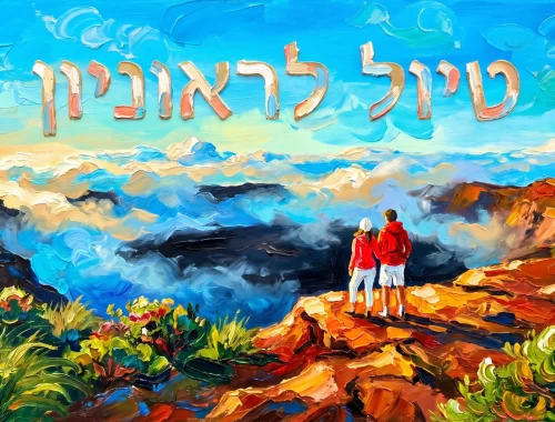 זוג ישראלי בתצפית על קלדרה בראוניון - מדריך טיול